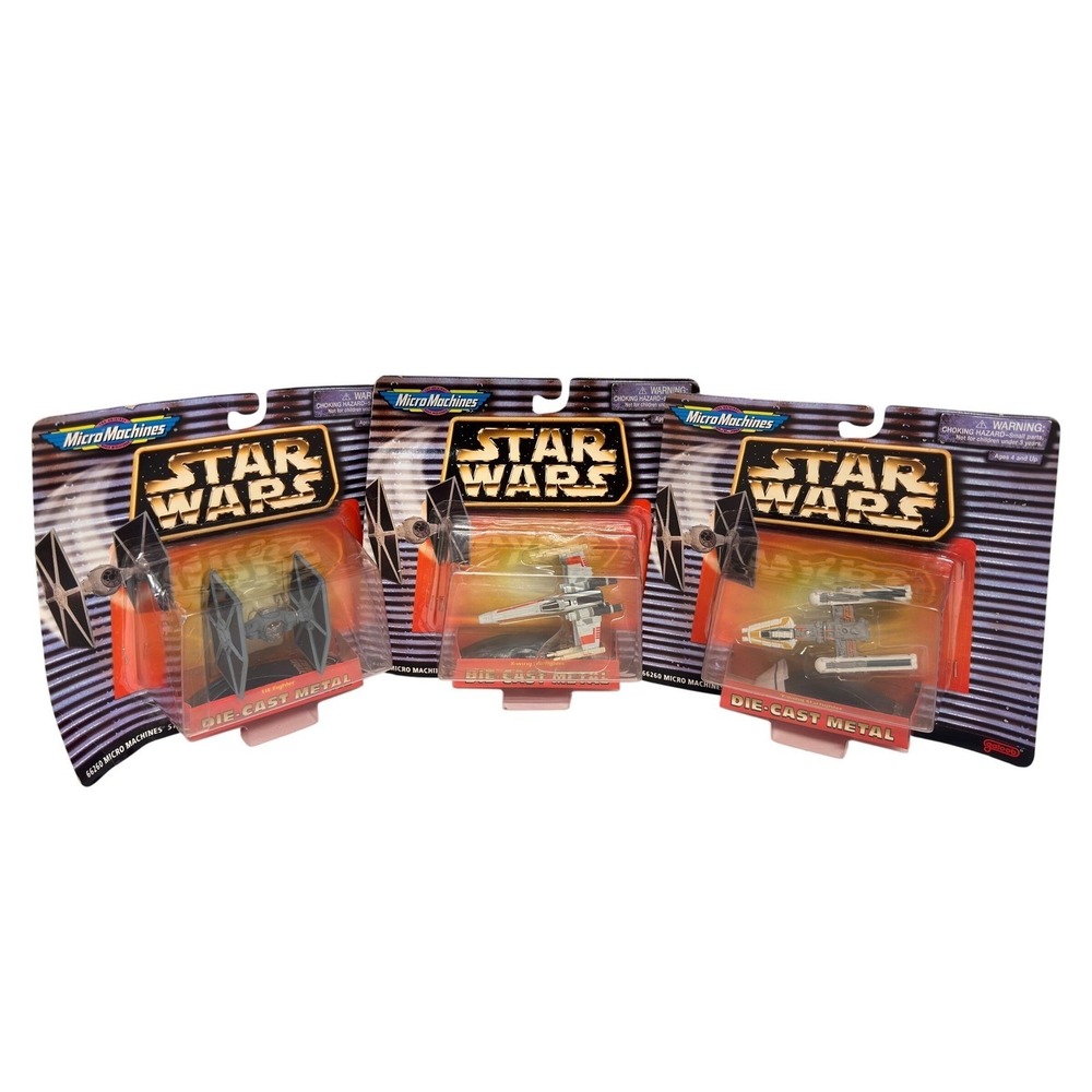 Star Wars Micro Machines Die-Cast Lot 3 TIE Fighter X-Wing Y-Wing Galoob 1997